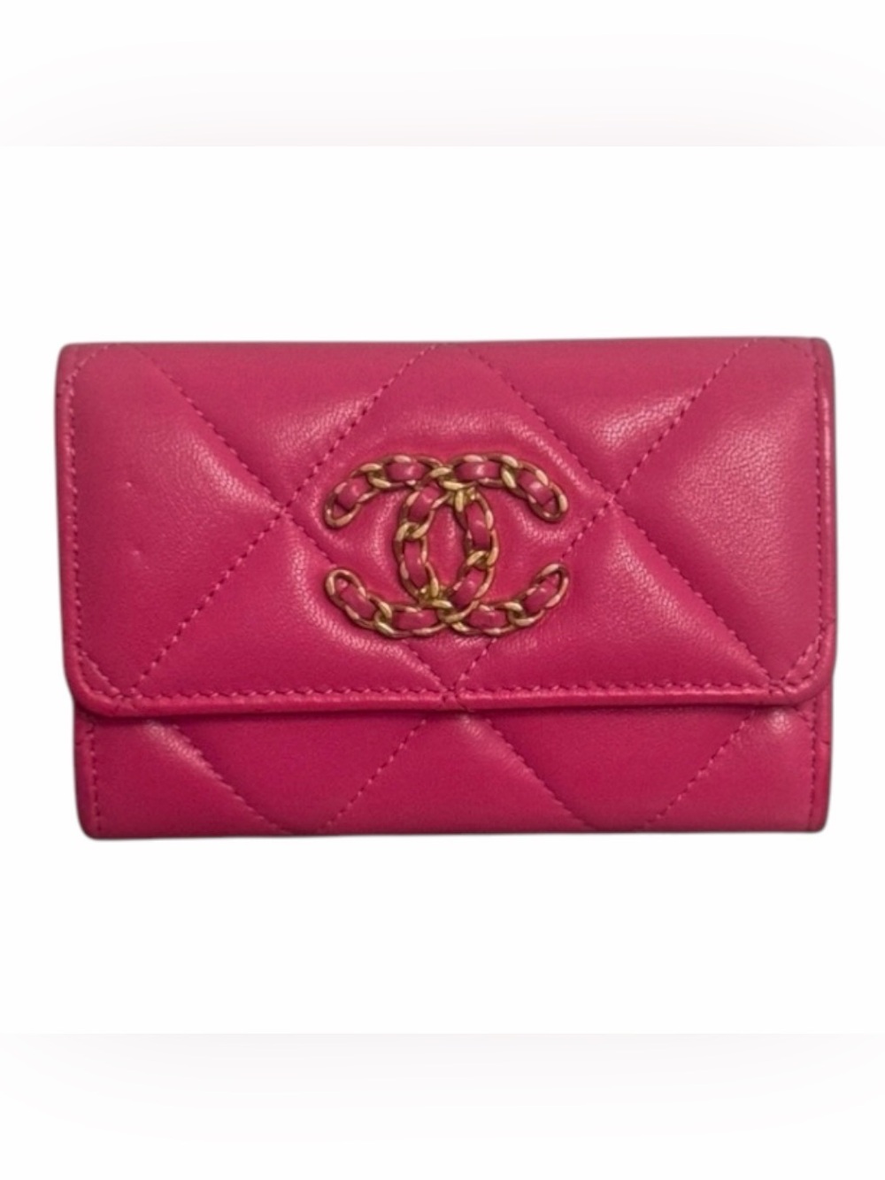 CHANEL 19 Quilted Chain-Logo Wallet cardholder